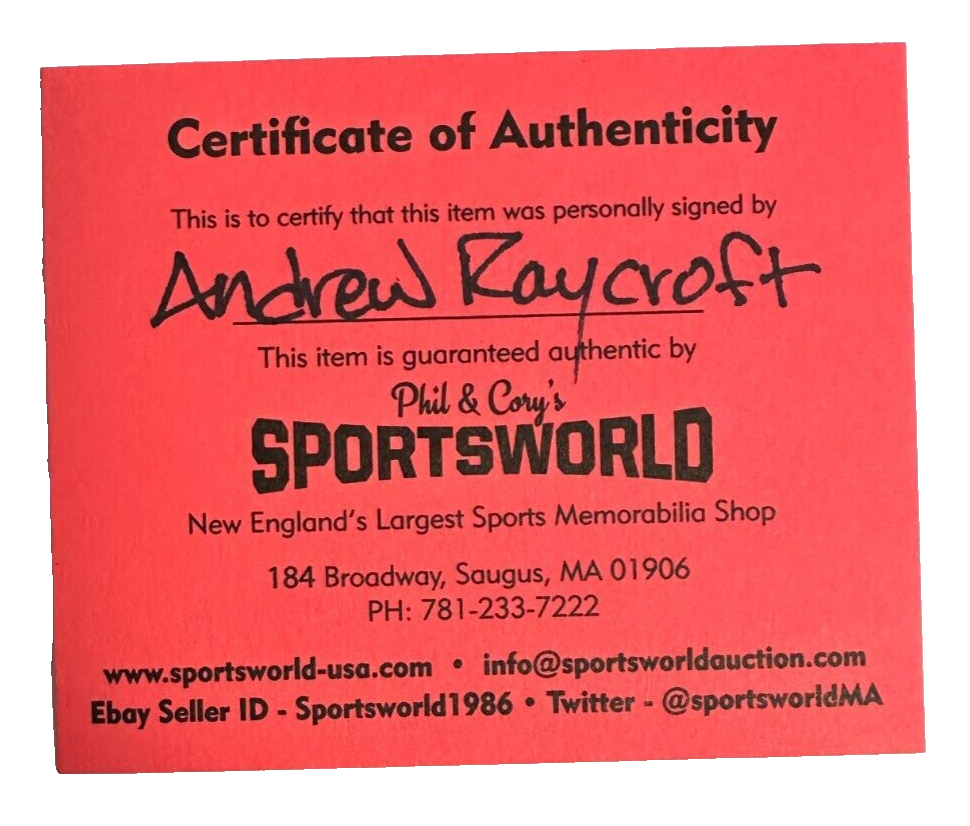 Andrew Raycroft Autographed Boston Bruins Hockey Puck W/ ROY 04 Insc