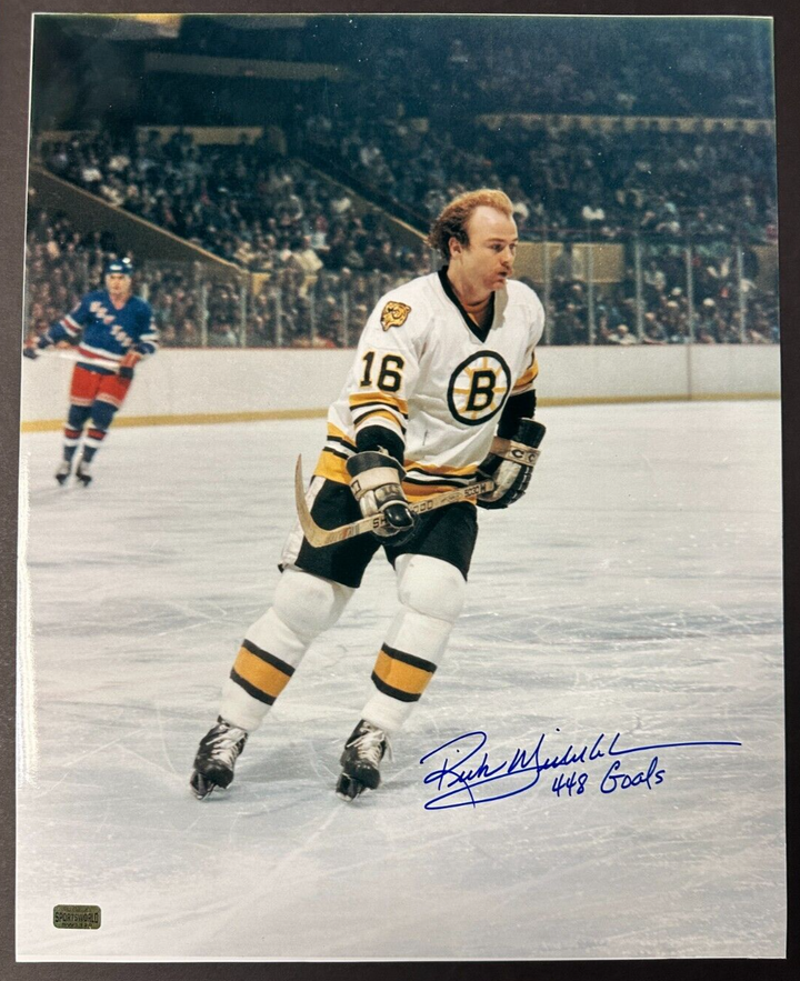 Rick Middleton Autographed 16x20 Photo Boston Bruins W/ 448 Goals Insc