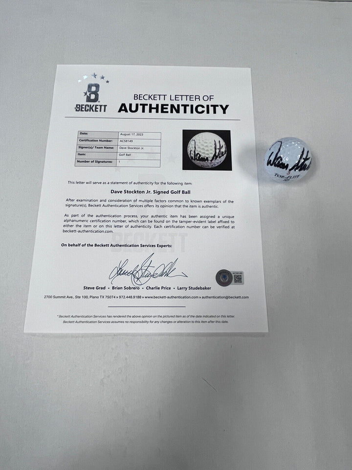 Dave Stockton Jr Autographed Signed Golf Ball PGA W/Cube Beckett LOA