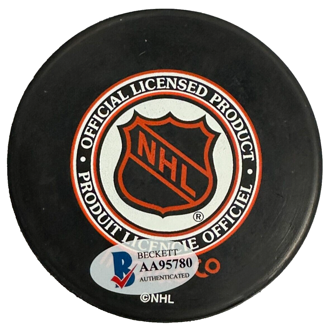 Dave Shaw Autographed Quebec Nordiques Hockey Puck BAS NHL