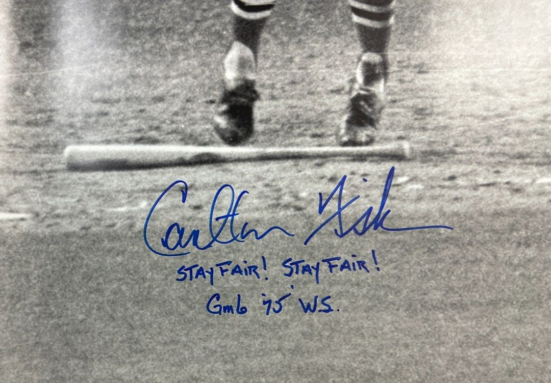Carlton Fisk Autographed 50x60 1975 World Series Game 6 Photo W/ Stay Fair