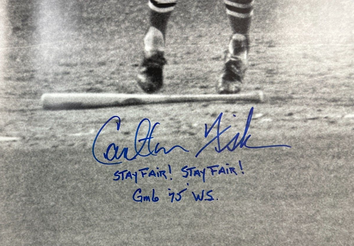 Carlton Fisk Autographed 50x60 1975 World Series Game 6 Photo W/ Stay Fair