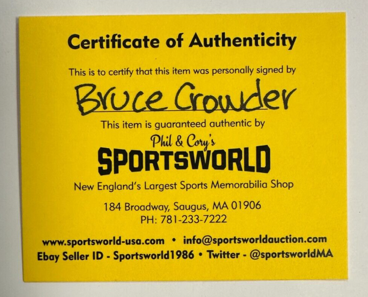 Bruce Crowder Autographed Boston Bruins 100th Anniversary Puck NHL