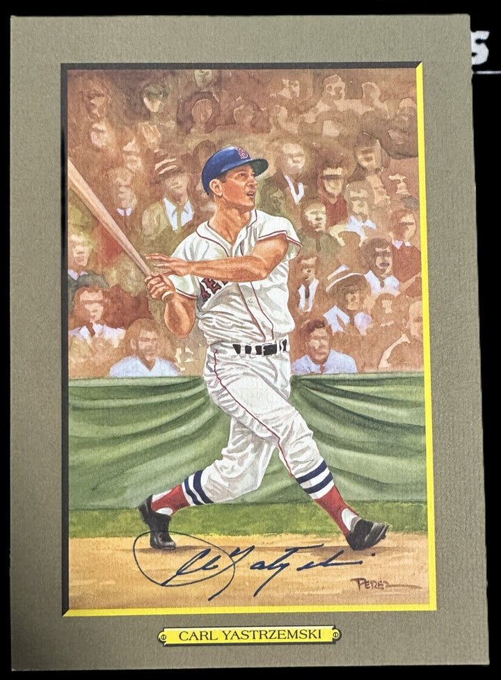 Carl Yastrzemski Autographed Perez Steele Great Moments Postcard HOF Red Sox BAS