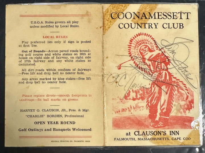 Bill Russell Sam & KC Jones Signed Coonamessett Country Club Golf Scorecard