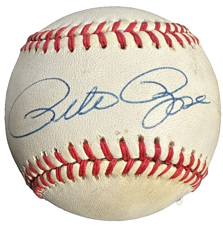 Pete Rose Autographed National League Baseball Reds Phillies BAS