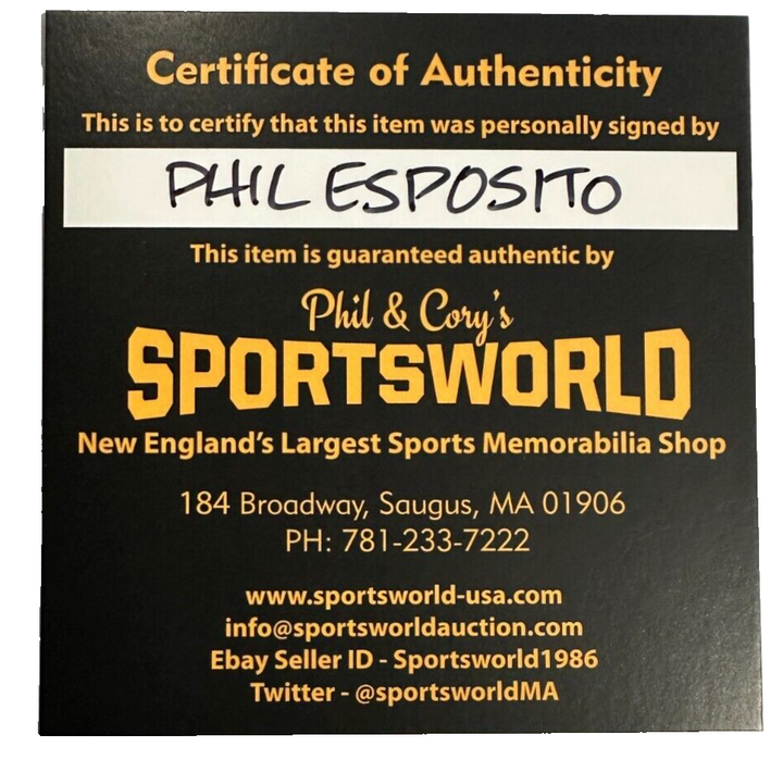 Phil Esposito Autographed Boston Bruins 100th Anniversary Hockey Puck NHL