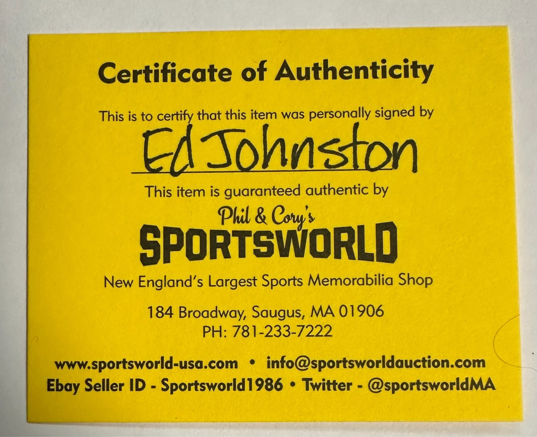 Ed Johnston Autographed Hartford Whalers Hockey Puck NHL