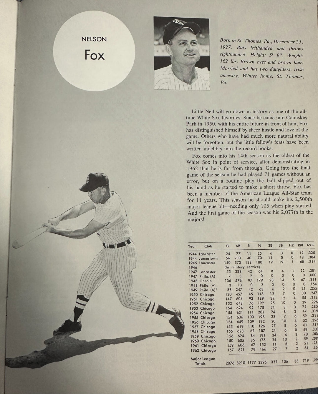 1963 Chicago White Sox Baseball Yearbook Wilhelm Fox McLain Ward