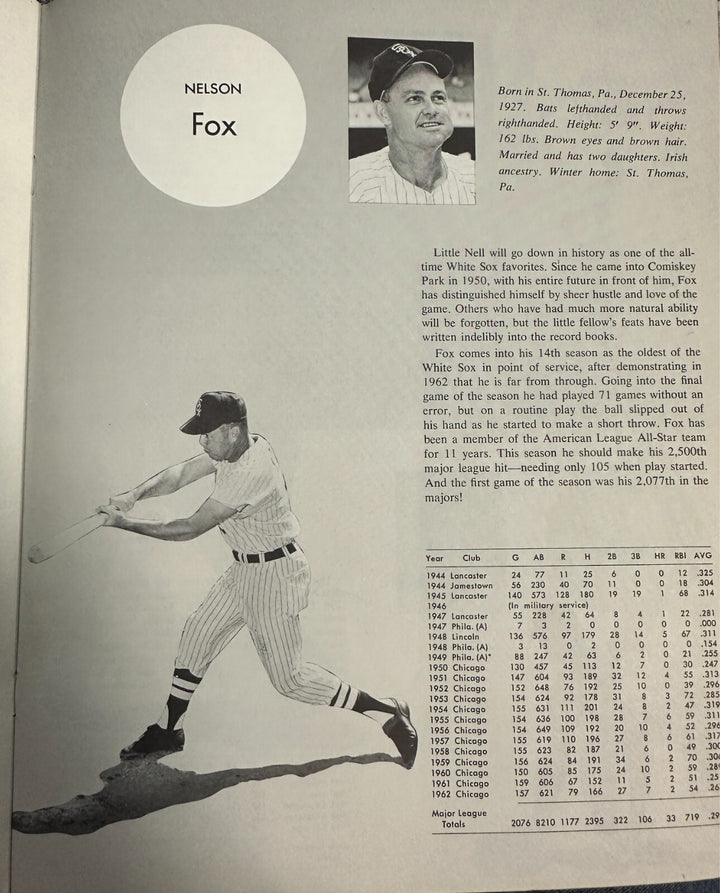 1963 Chicago White Sox Baseball Yearbook Wilhelm Fox McLain Ward