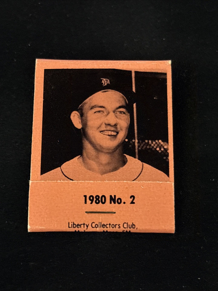 1980 Liberty Superstars Matchbook Salmon Al Kaline No. 2 Detroit Tigers