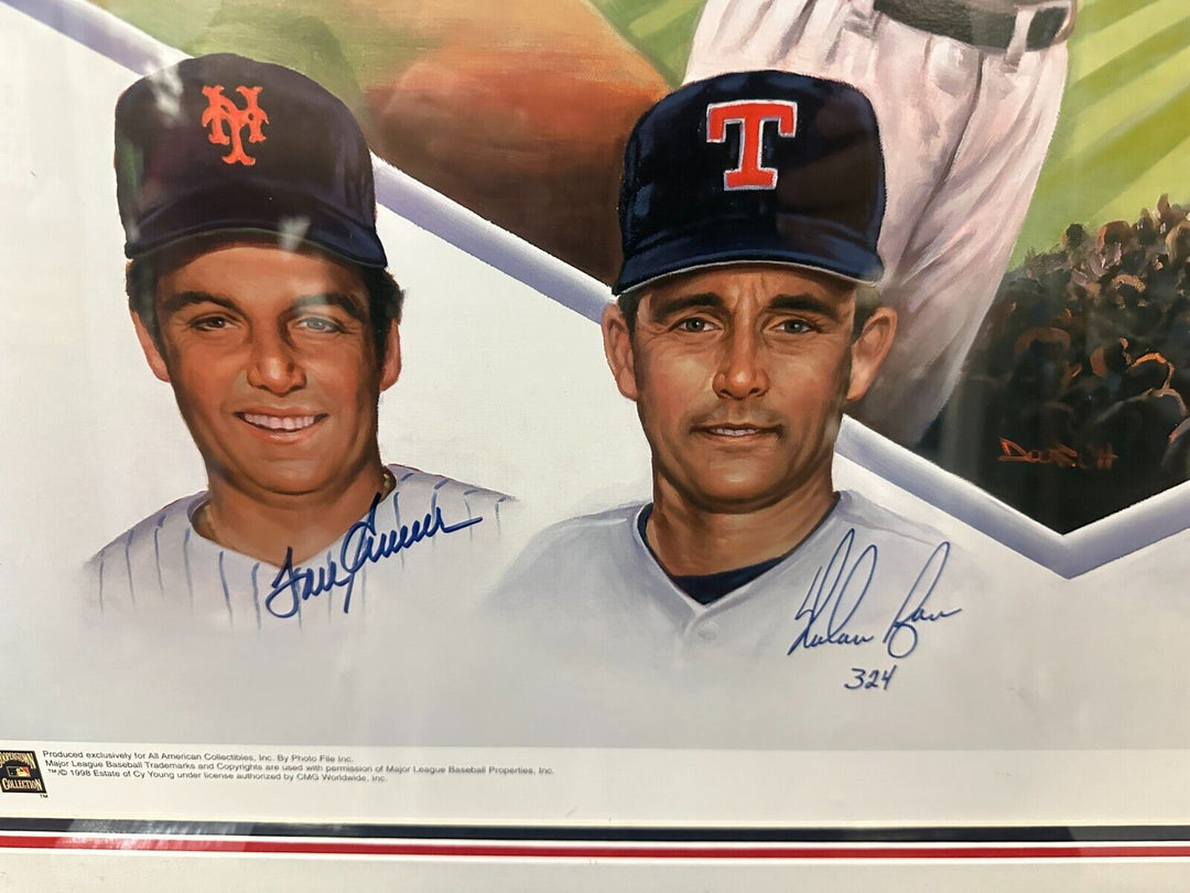 Seaver Ryan Carlton Spahn Niekro Wynn 300 Career Wins Autographed Print BAS 2/5