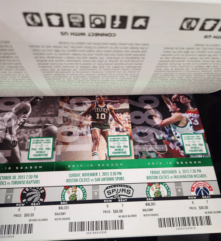 2015- 16 Boston Celtics Full Season Ticket Book - Kobe Bryant Last Game Boston 