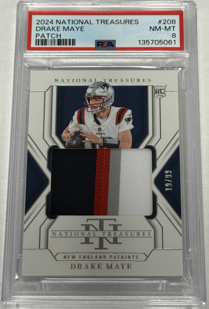 2024 Drake Maye National Treasures Rookie Patch TRUE /99 PSA 8 #208