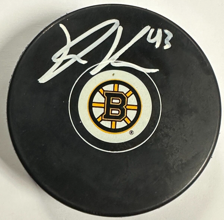 Danton Heinen Autographed Boston Bruins Hockey Puck NHL