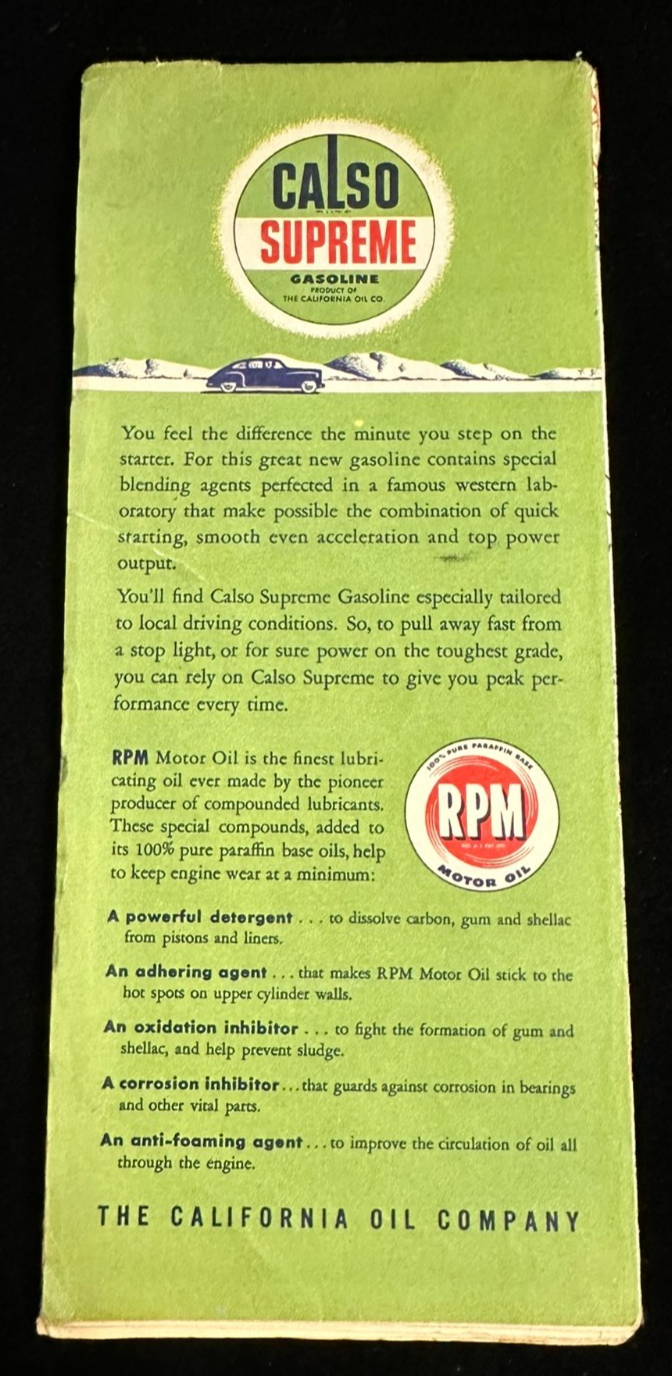 Vintage 1947 California Oil Co CALSO Supreme New England Road Map