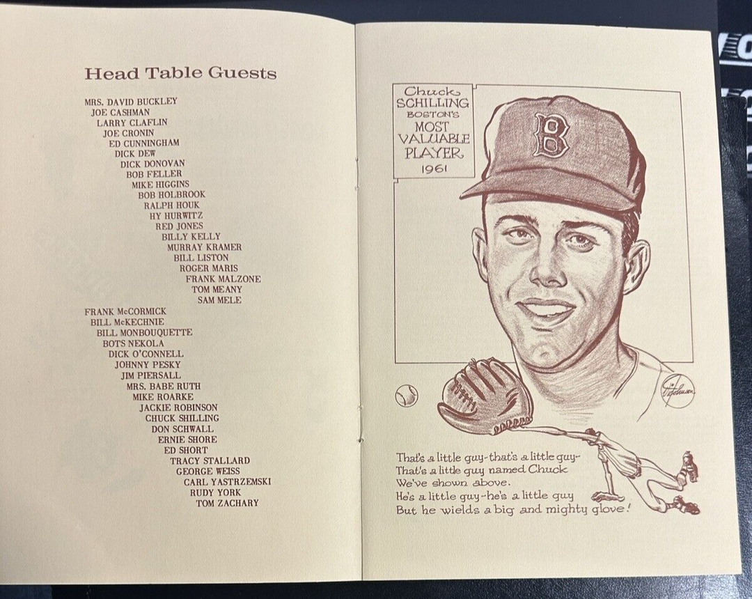 Jan 25, 1962 23rd Annual Baseball Writers Association America Dinner Program