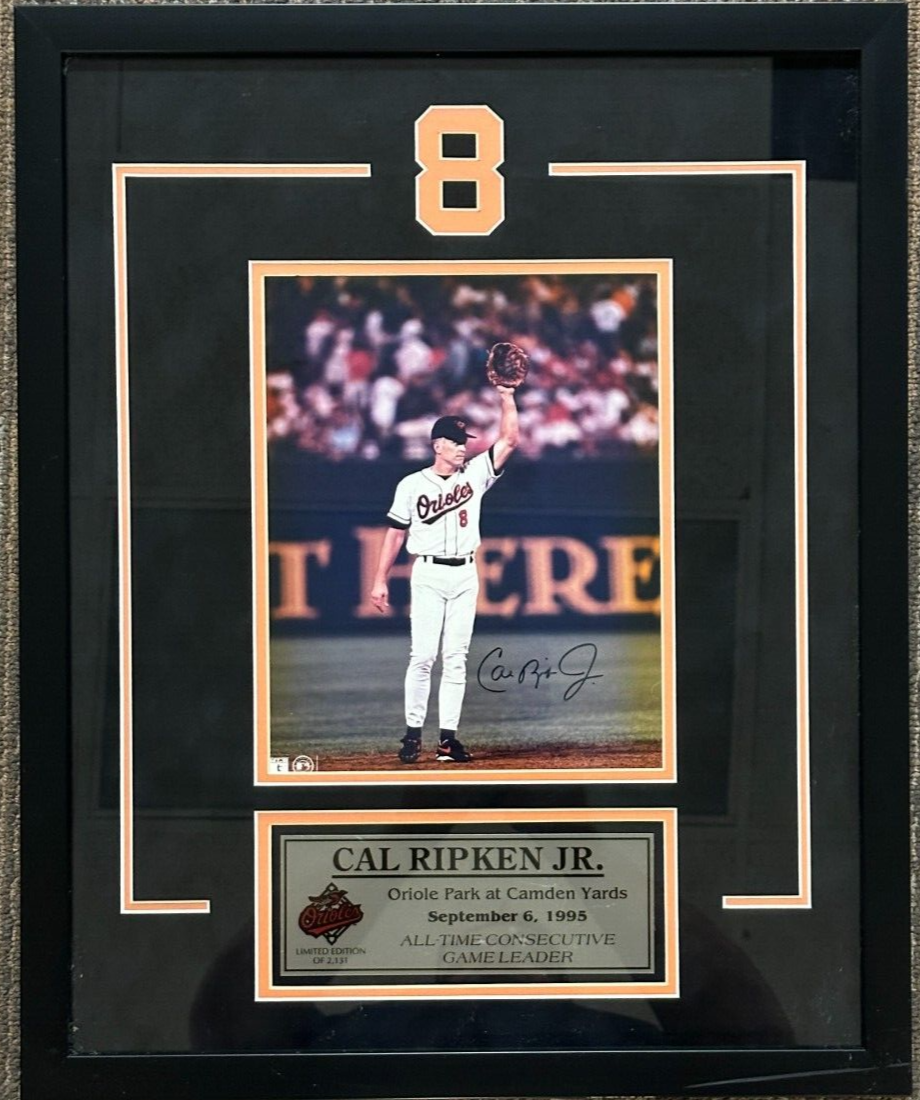 Cal Ripken Jr. Autographed 8x10 Photo Framed 2131 Consecutive Games HOF Orioles