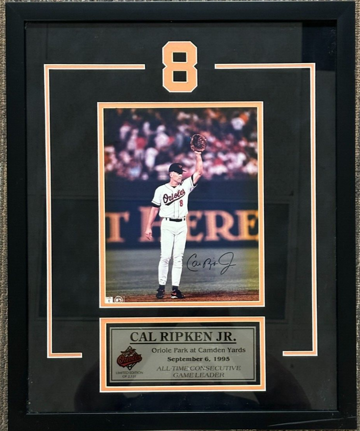 Cal Ripken Jr. Autographed 8x10 Photo Framed 2131 Consecutive Games HOF Orioles