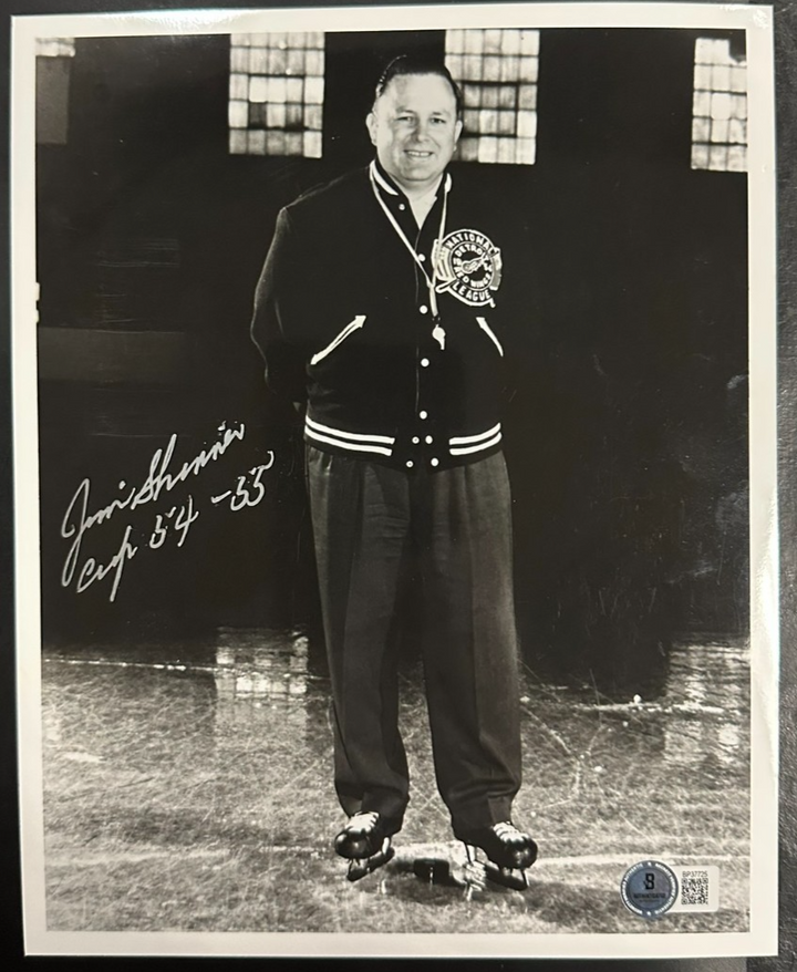 Jim Skinner Autographed Red Wings 8x10 Photo W/ Cup 64-65 Inscription BAS