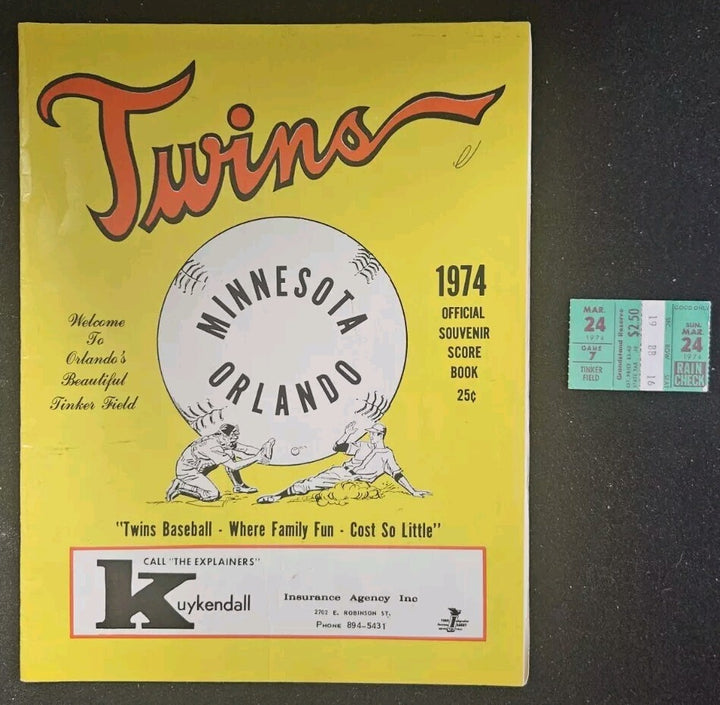 3/24/74 Red Sox vs. Twins Spring Training Program & Ticket Stub