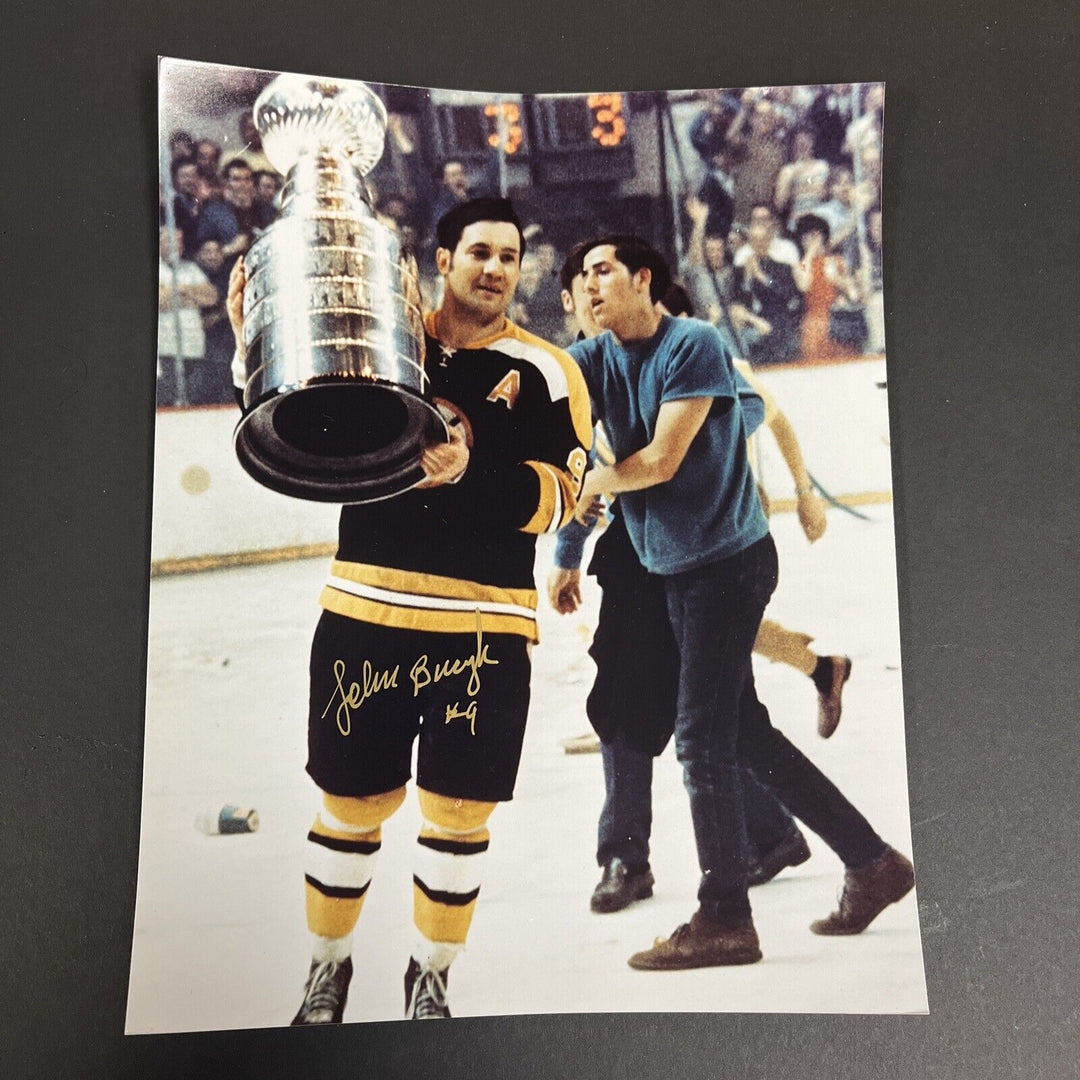 John Bucyk Signed 8x10 Skating With Stanley Cup Boston Bruins Sportsworld