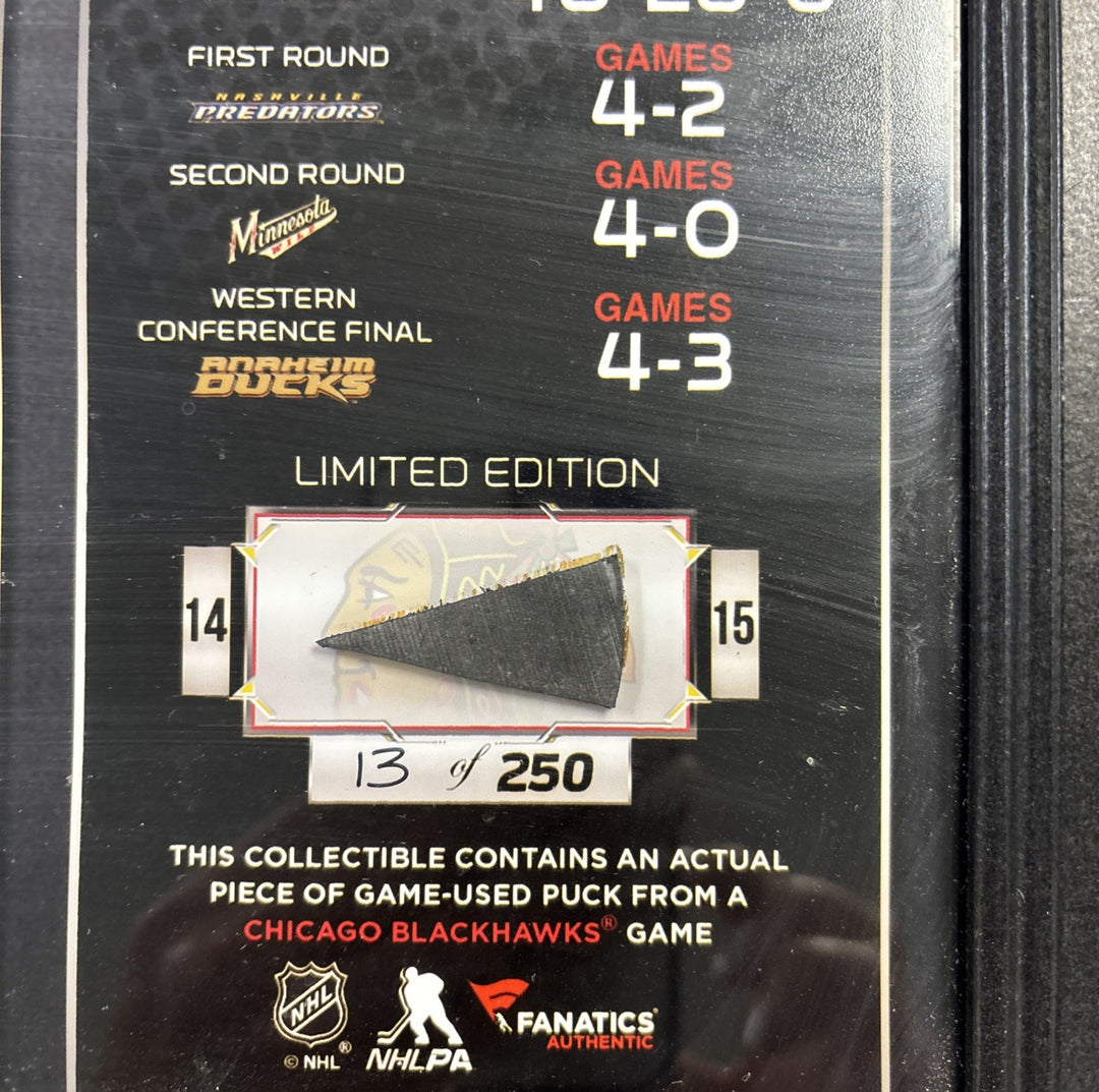 Jonathan Toews 2015 Champions Framed Photo W/ Game Used Puck Relic /250 Fanatics
