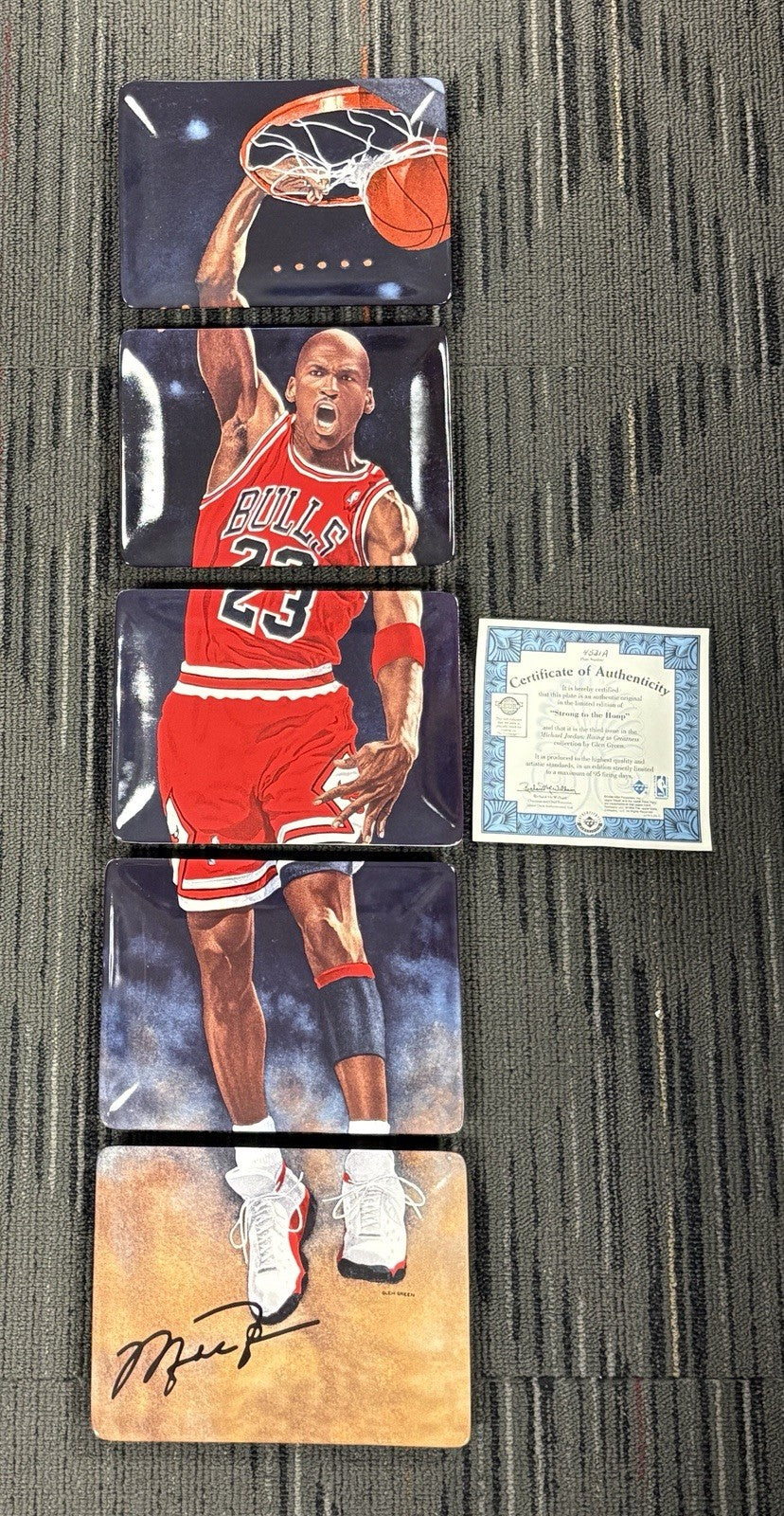 Michael Jordan Upper Deck Rising To Greatness Porcelain Plate Set Of 5