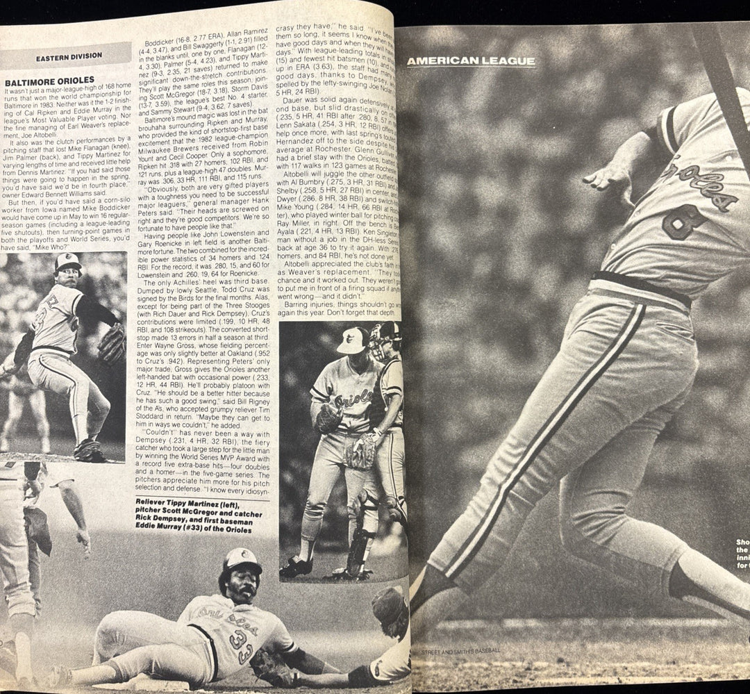 1984 Street & Smiths Baseball Yearbook Scott McGregor / Rick Dempsey Orioles 