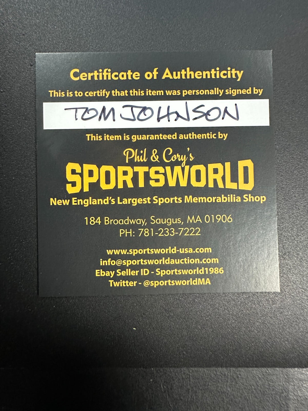 Tom Johnson Autographed Boston Bruins Hockey Puck W/ HOF 70 Insc