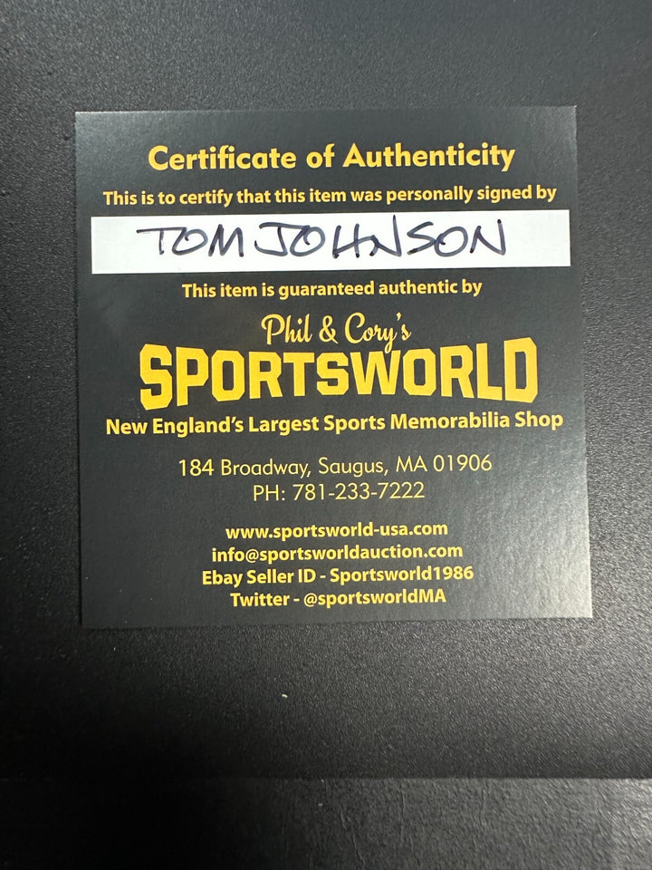 Tom Johnson Autographed Boston Bruins Hockey Puck W/ HOF 70 Insc