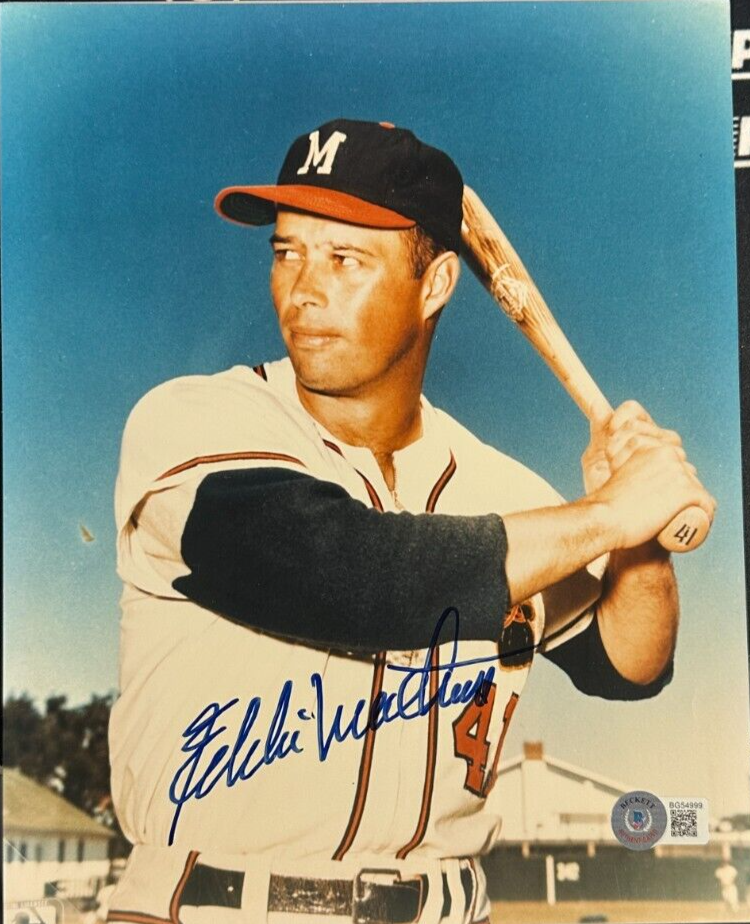 Eddie Mathews Autographed Milwaukee Braves 8x10 Photo BAS HOF