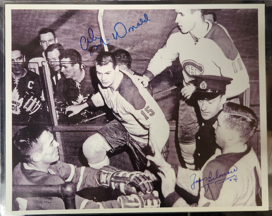 Jean Beliveau & Ab McDonald Signed 8x10 Photo Montreal Canadiens COA 