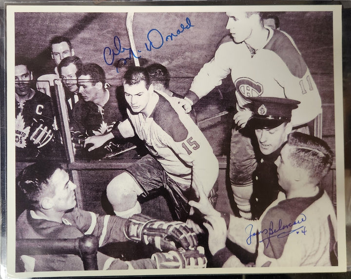 Jean Beliveau & Ab McDonald Signed 8x10 Photo Montreal Canadiens COA 