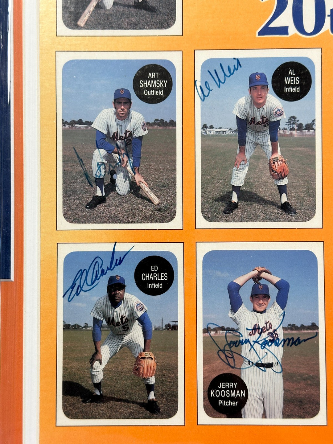 1969 New York Mets 20th Anniversary Autographed Print Framed Koosman Agee Jones