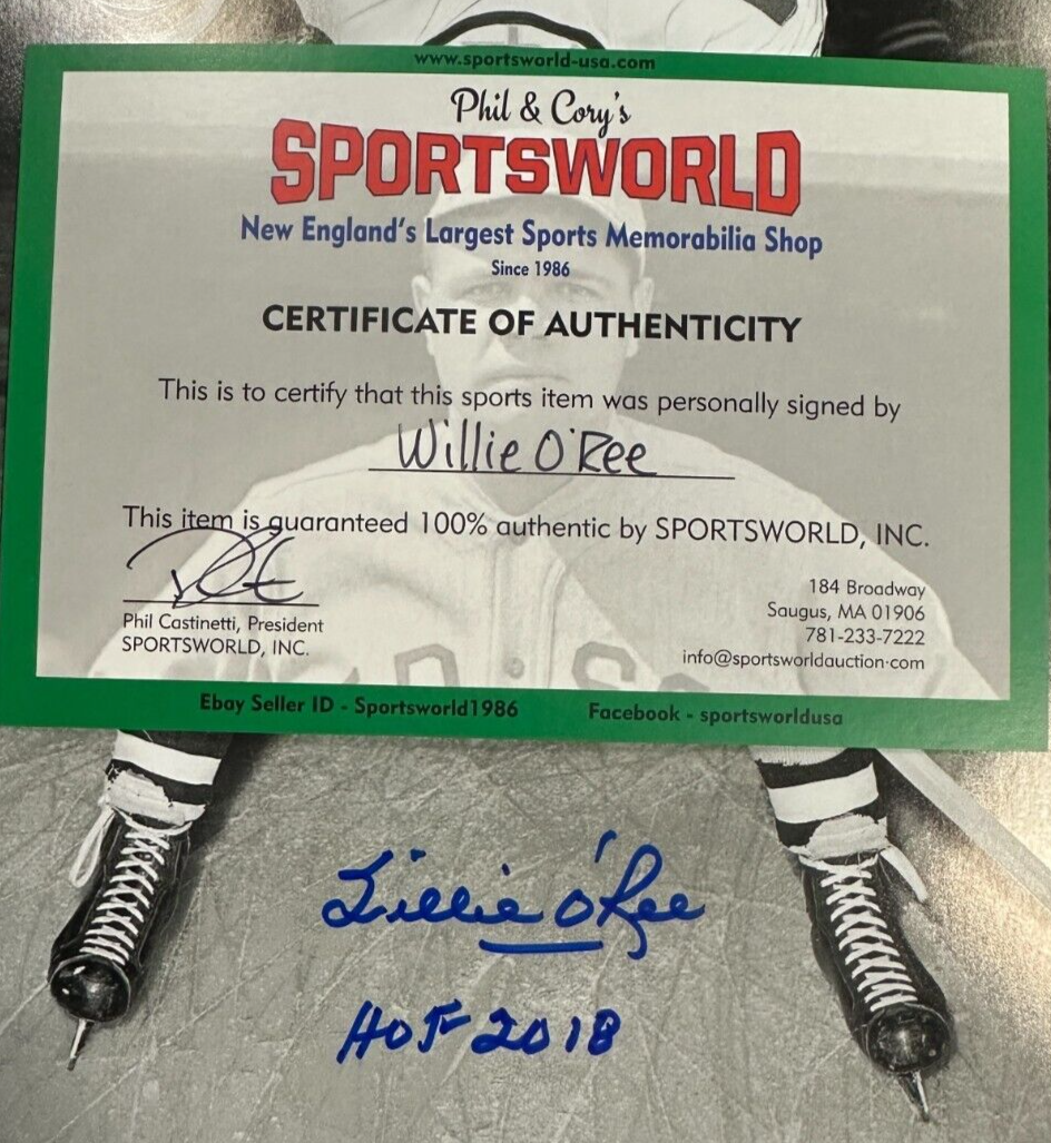 Willie O’Ree Autographed Boston Bruins 8x10 Photo W/ HOF 2018