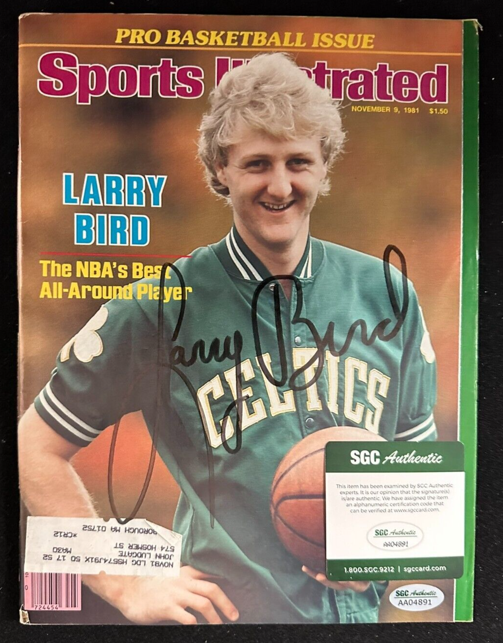 Larry Bird Autographed 11/9/1981 Issue Sports Illustrated Boston Celtics SGC