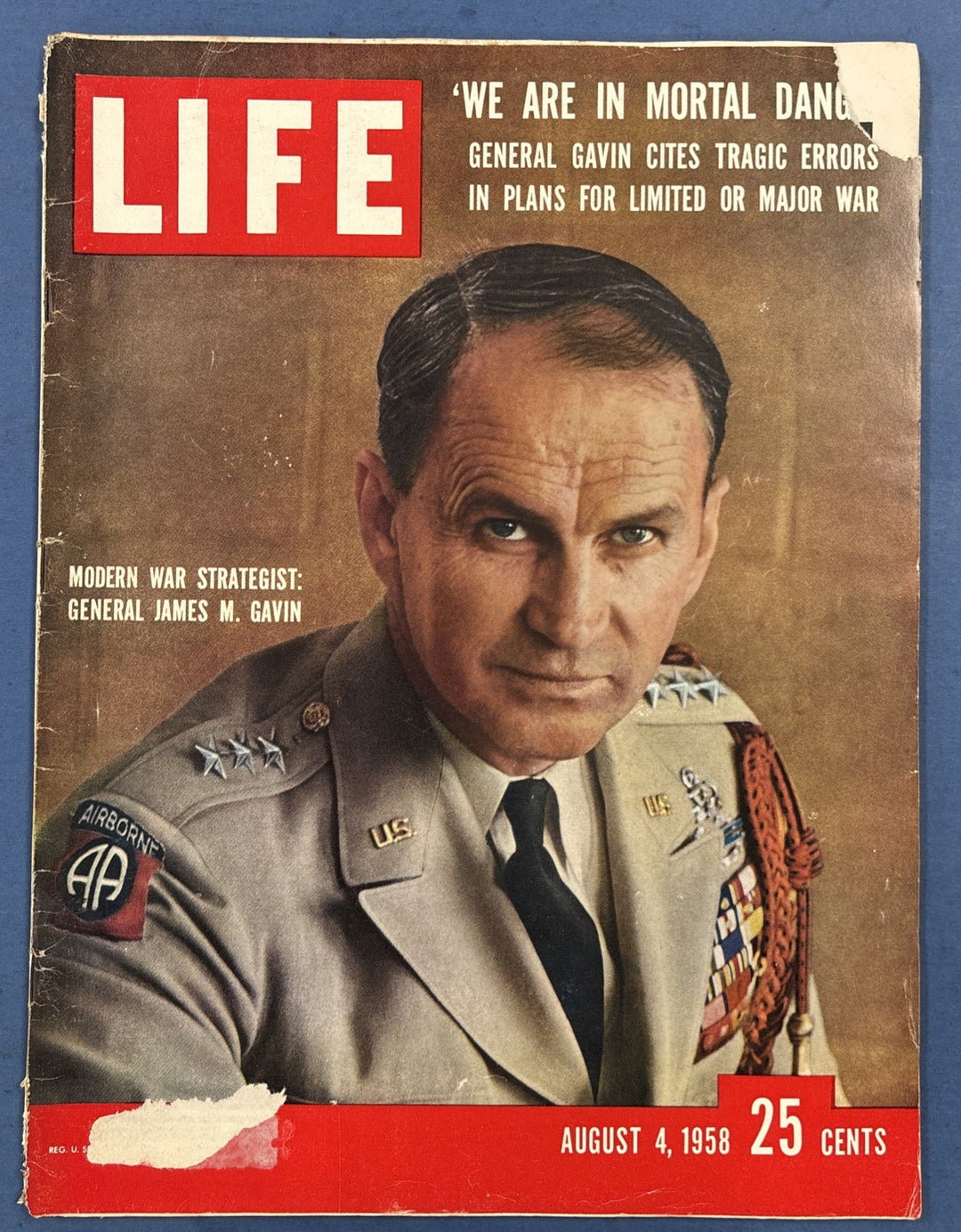 Life Magazine Vintage General James M Gavin Modern War Strategist August 4 1958