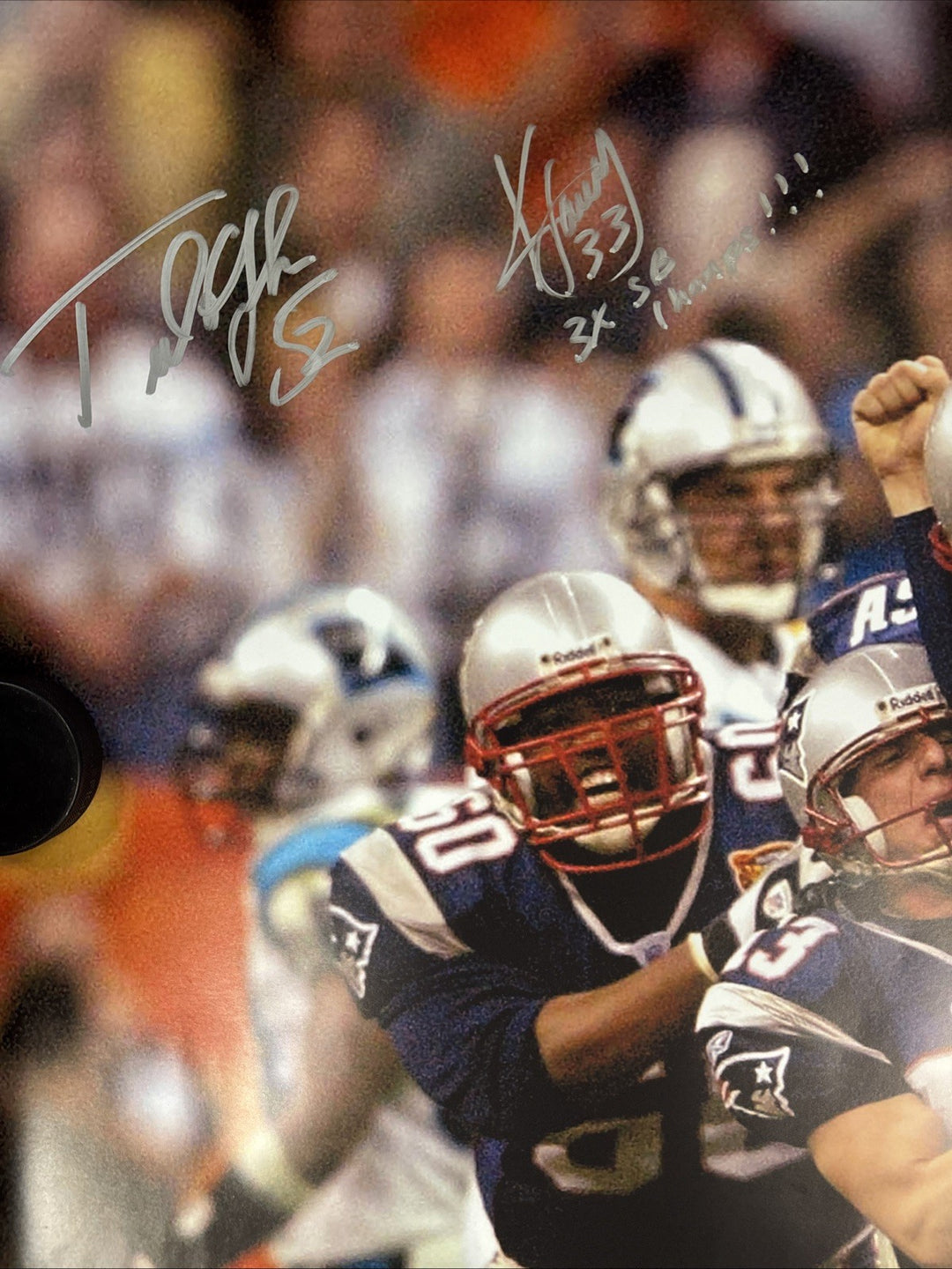 Ted Johnson Kevin Faulk Autographed Super Bowl XXXVIII NE Patriots Poster