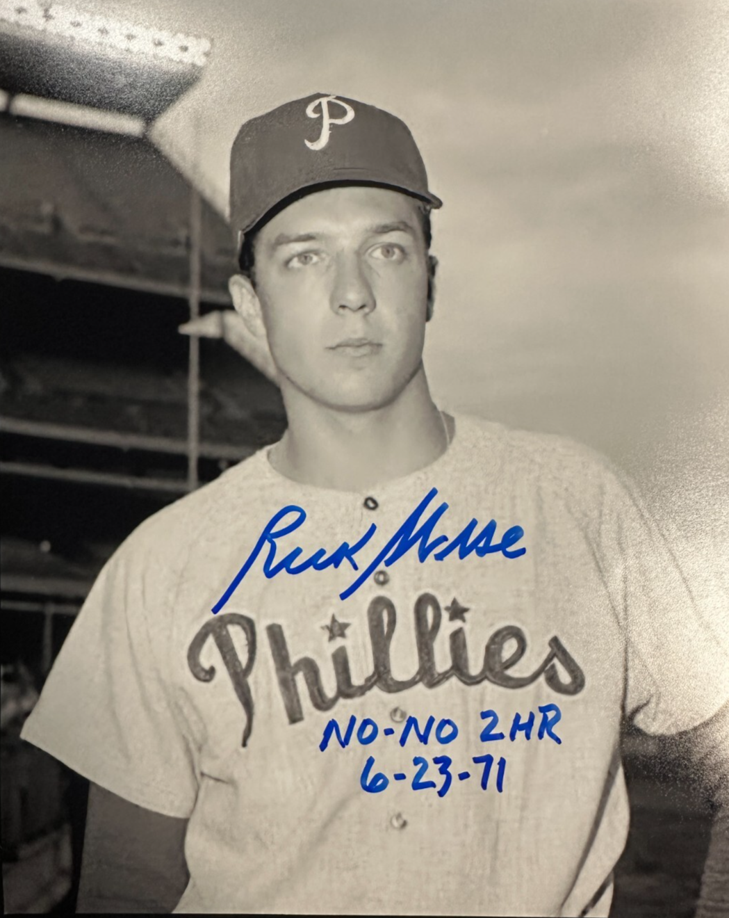 Rick Wise Autographed 8x10 Photo W/ NO-NO & 2 HR 6-23-71 Phillies