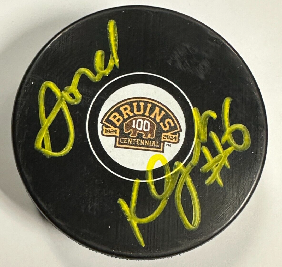 Gord Kluzak Autographed 100th Year Boston Bruins Hockey Puck