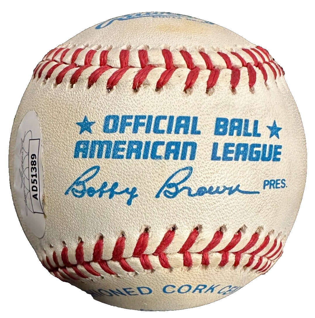 Nolan Ryan Autographed Bobby Brown Amercian League Baseball JSA