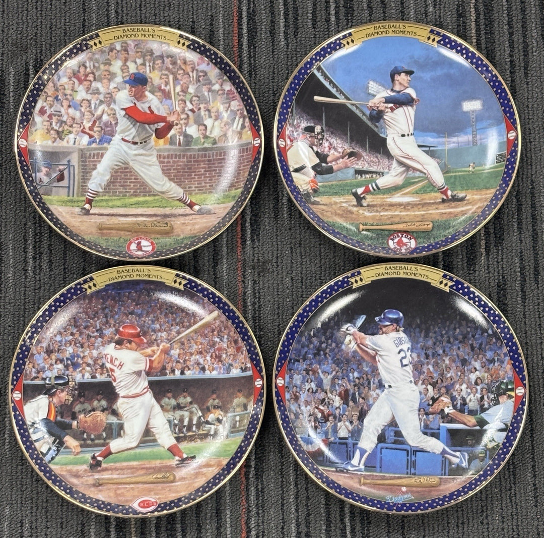 Bradford Exchange 4 Plate Lot Baseballs Diamond Moments Plates Williams Bench