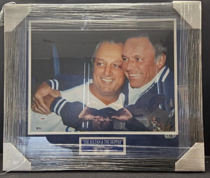 Tommy Lasorda Autographed 16x20 Photo W/ Frank Sinatra PSA/DNA Framed