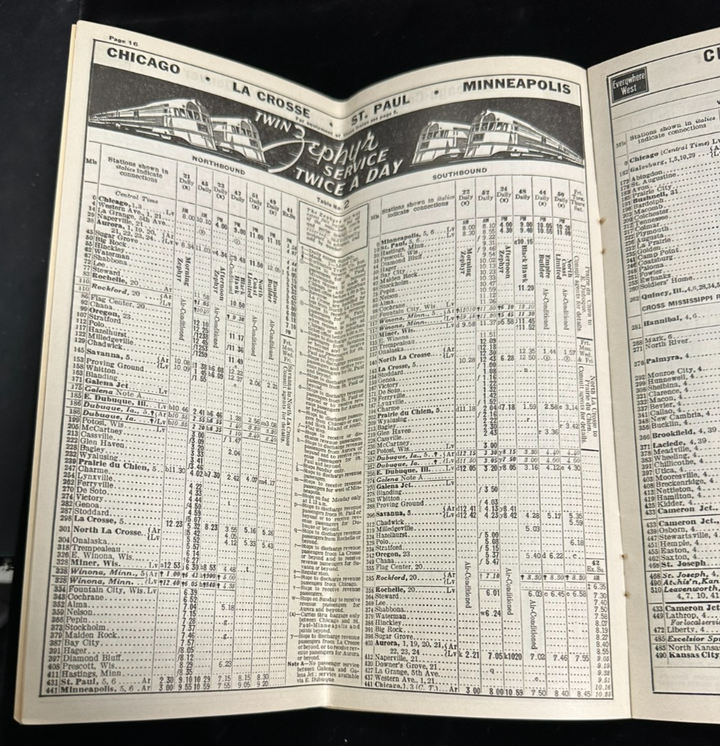 Vintage 1929 Burlington Route Train Time Tables Everywhere West Centerfold Map