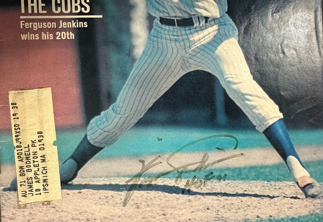 Fergie Jenkins Autographed Aug 30 1971 Sports Illustrated Magazine W/ HOF 1981