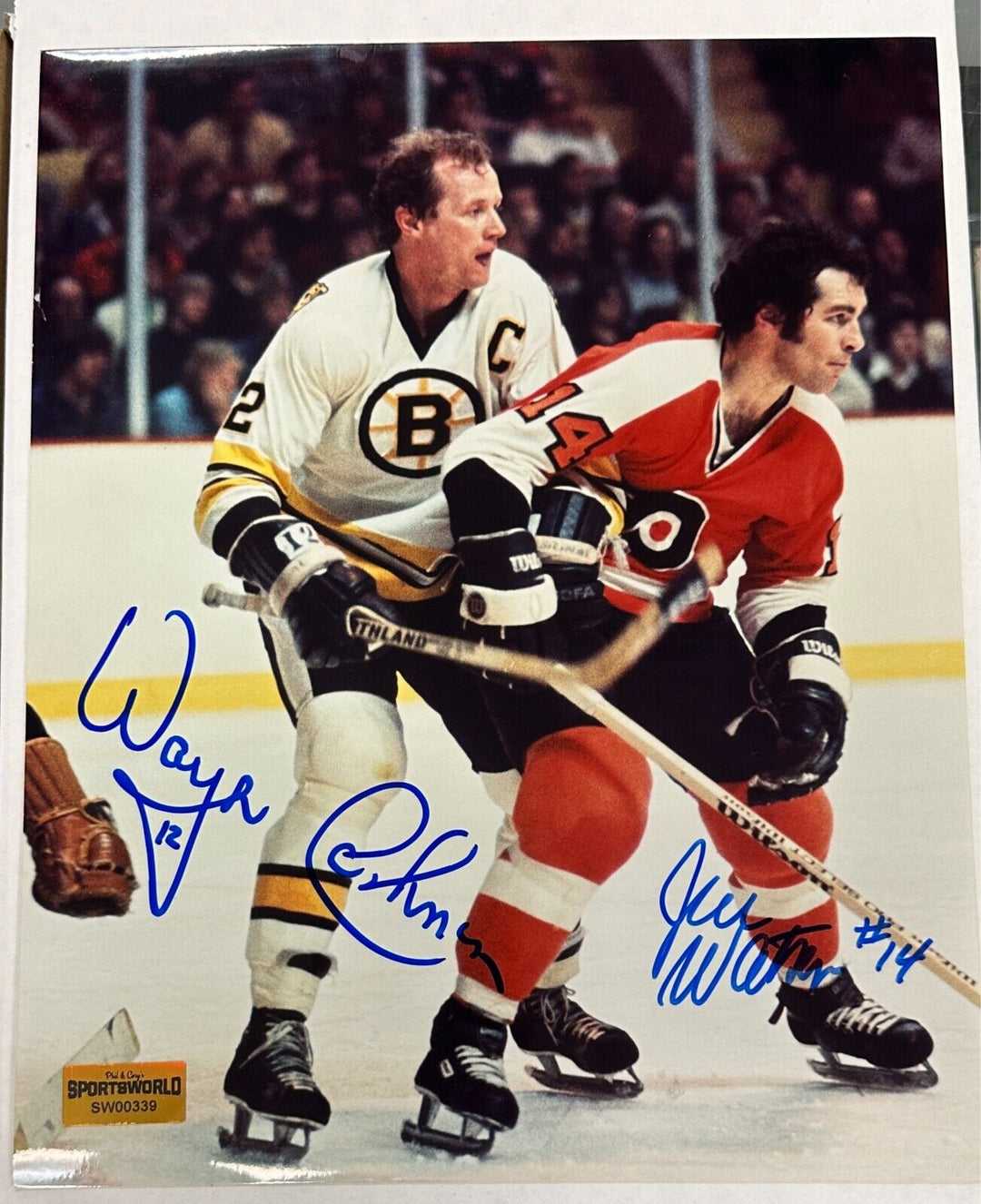 Wayne Cashman & Joe Watson Autographed Bruins & Flyers 8x10 Photo