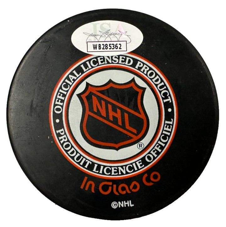 Serge Savard Autographed Winnipeg Jets Puck W/ HOF 86 JSA