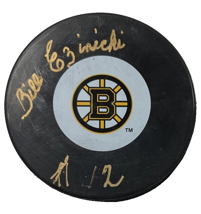 Bill Ezinicki Autographed Boston Bruins Hockey Puck BAS NHL