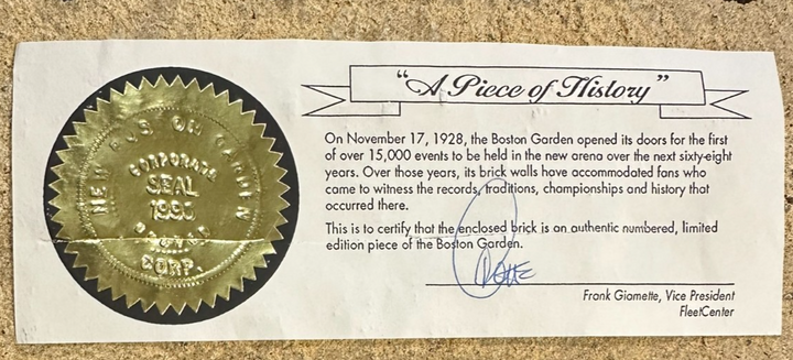 Original Boston Garden 1928-1995 Brick Boston Celtics & Bruins 478/15000